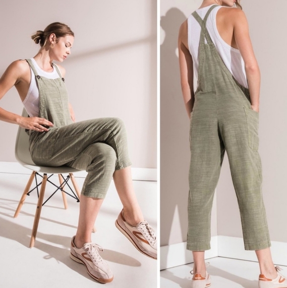 Rag poets Pants - Rag poets Jumpsuit Linen Olive Green Medium